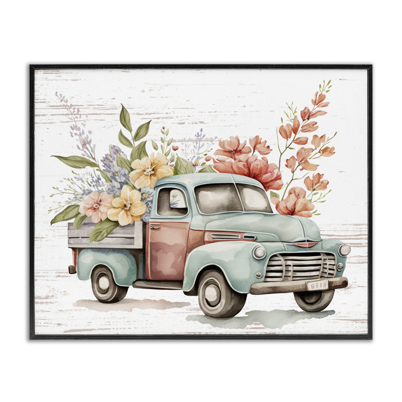 Art de giclée encadrée par camion, H 11 po x l 14 po, Giclée encadrée noir minuit