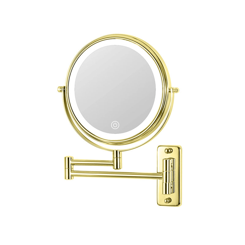 Mentasta Rechargeable Wall Mounted Makeup Mirror, LED Touch Screen and 360 Swivel, Gold