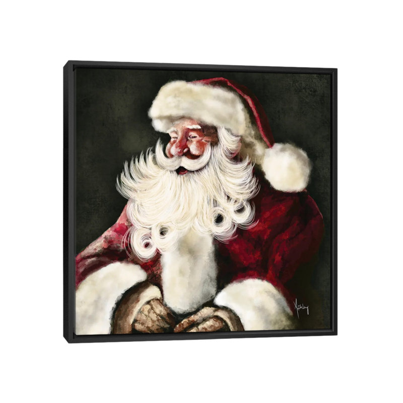 «Silly Santa», reproduction d'art sur toile encadrée, H 26 po x l 26 po, Cadre flottant sans passe-partout, Black