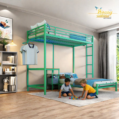 Lits superposés en métal multifonctionnels avec rangement et bureau pour la famille