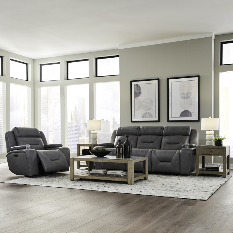 Ensemble de canapé inclinable électrique Kerven avec haut-parleurs Bluetooth, Gris