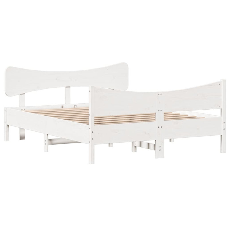 Rosalinde Solid Wood Bed, White, European Kingsize (160 x 200cm)
