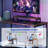 L-shaped Gaming Desk With Led Strip & Power Outlets Hutch Monitor Stand Cpu Stand-493616242