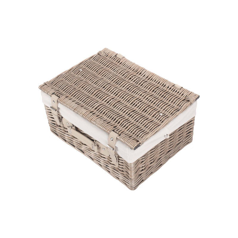 Wicker Basket with Lining, Antique Wash Hamper/White Lining