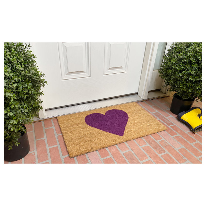 Tapis d'extérieur antidérapant Grandwood Heart, Naturel / mauve, l 17 po x L 29 po