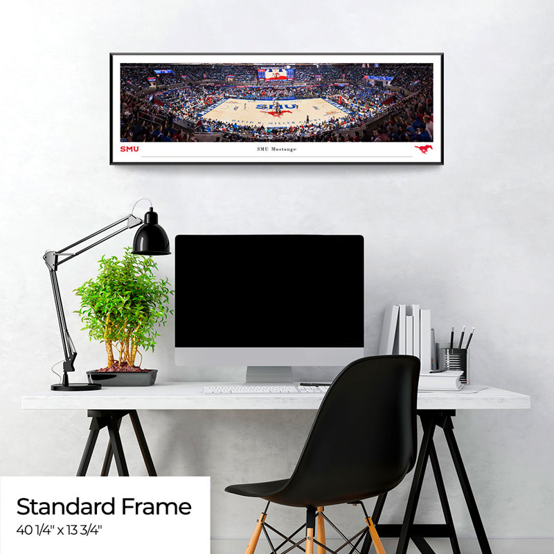SMU Mustangs Basketball, affiches et impressions encadrées, Cadre noir, Pas de tapis, H 13,75 po x l 40,75 po x P 0,875 po