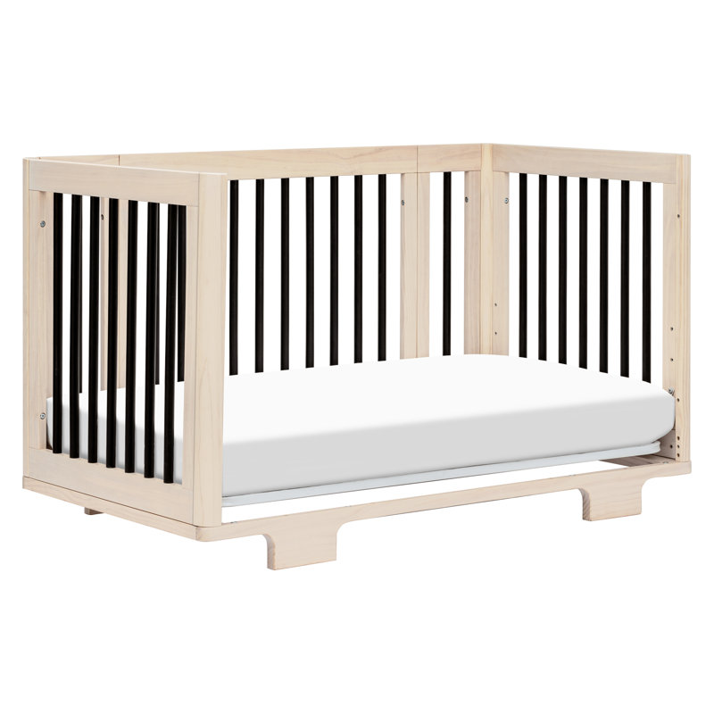 Lit de bébé convertible 8-en-1 Yuzu avec ensembles de conversion toutes étapes, Naturel délavé / noir