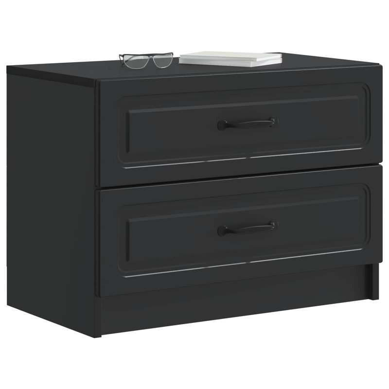 62cm W Manufactured Wood Bedside Table, Black