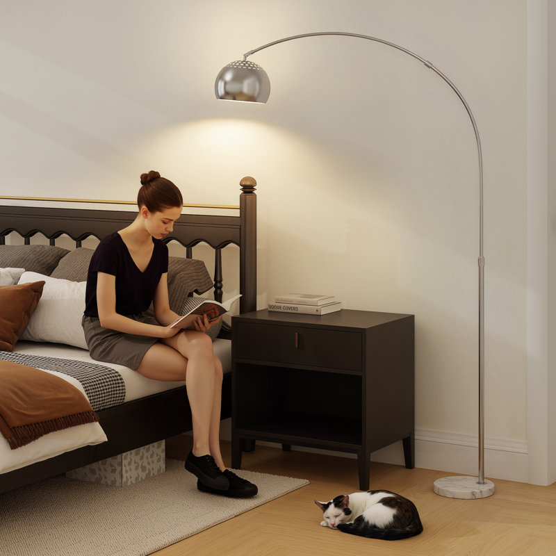 167cm Painted Arched Floor Lamp, Silver