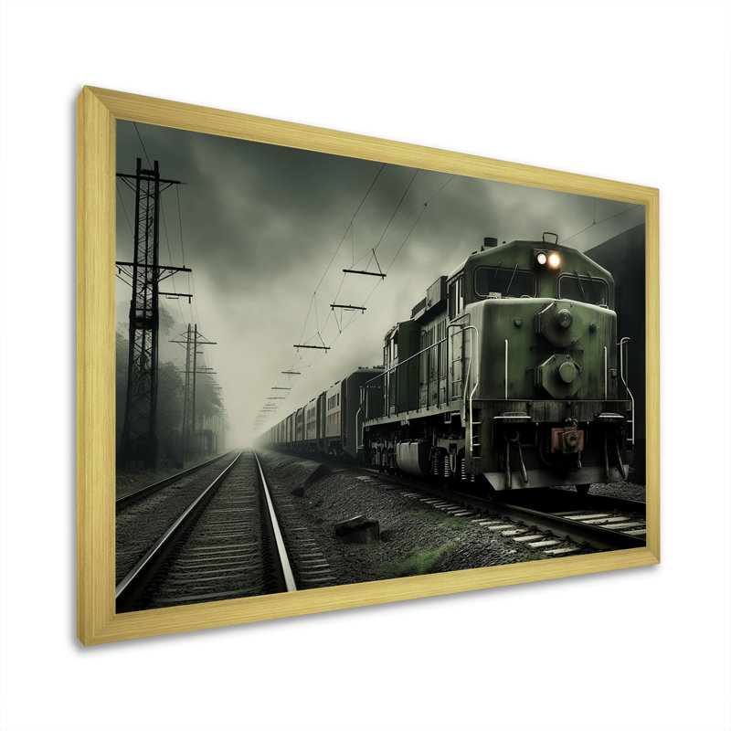 «Comforting Moody Train Journey II», reproduction sur toile, H 24 po x l 32 po x P 1 po, Cadre doré simple