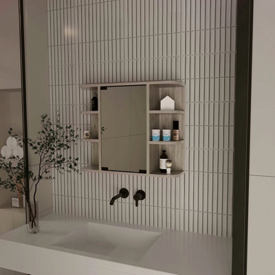 Pharmacie à 6 tablettes avec miroir