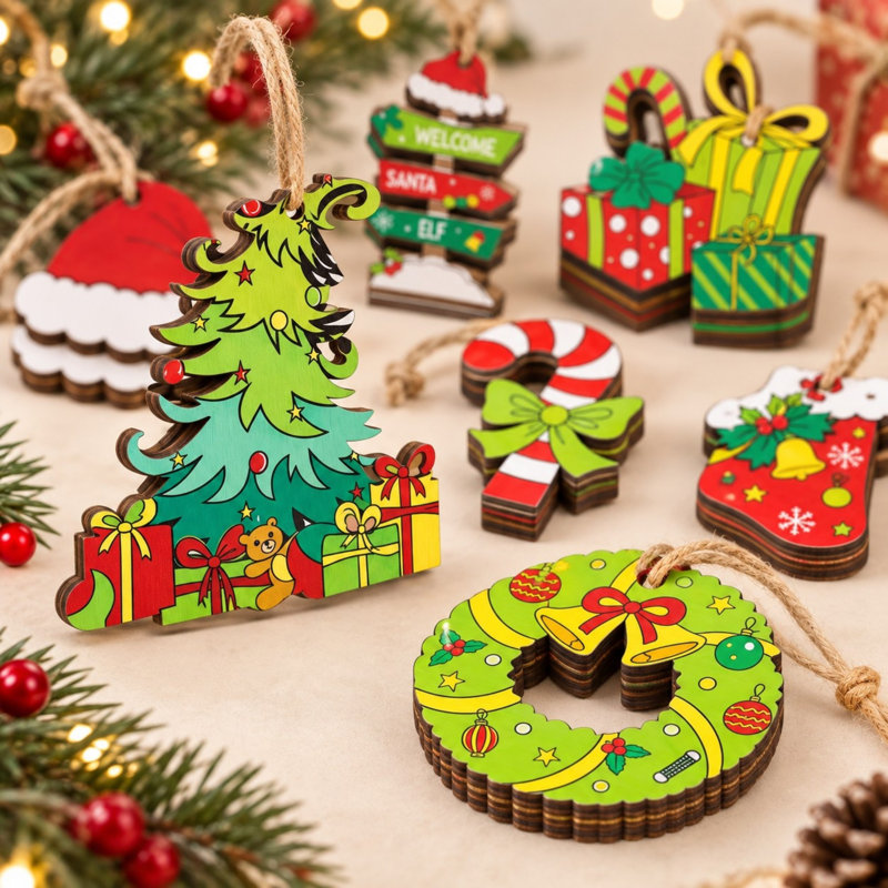 3.02'' Wood Novelty & Humour Holiday Shaped Ornament