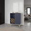 Armoire de bar H 38,6 po, 1 porte, 1 tiroir, 4 tablettes, bleu Alby / chêne naturel - salon
