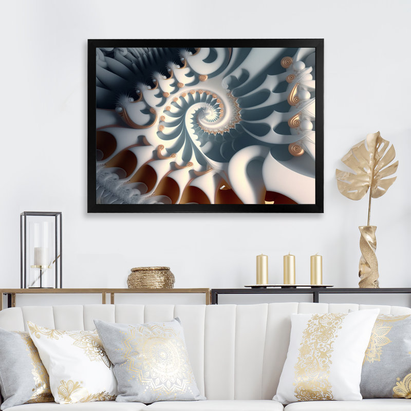 «Fractal Nucleus in White VI», reproduction sur toile, H 12 po x l 20 po x P 1 po, Cadre photo noir