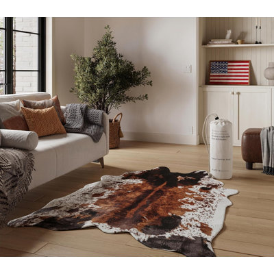  Tapis en simili cuir de vache brun clair 3 pi 1 po x 4 pi 1 po pour le salon et la chambre à coucher