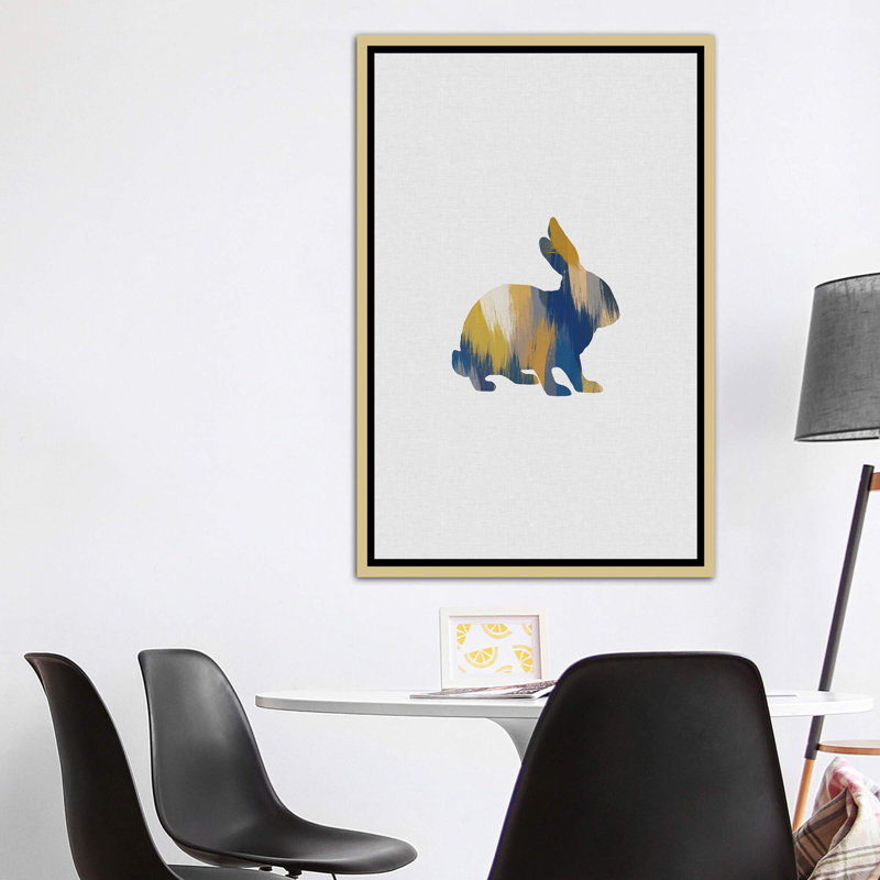 Lapin bleu et jaune - impression, H 60 po x l 40po x P 1,5 po, Toile tendue