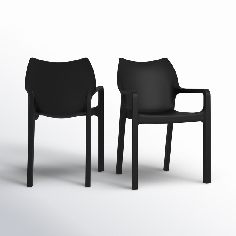 Adrian Stacking Patio Dining Armchair, Black