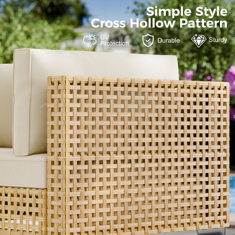 5-Piece Outdoor Patio Sectional Set With Cushions And Coffee Table – All-Weather PE Wicker, Modular Design, Boho Style
