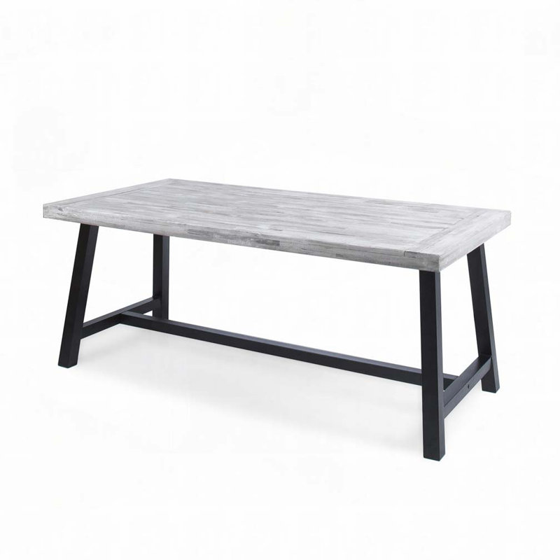 Outdoor Dining Table with Rustic Metal, Gray