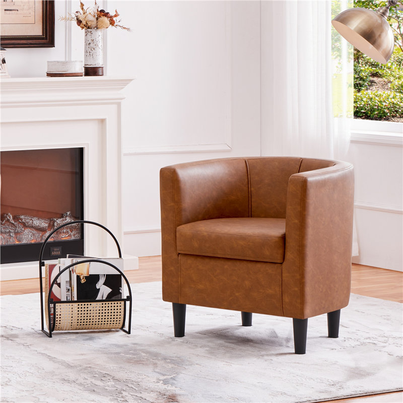 Faux Leather Accent Chair, Brown
