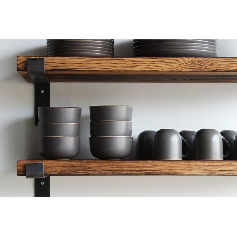 Gelinas 2 Piece Oak Bracket Shelf, 1.75" H x 36" W x 11" D, Torched Oak
