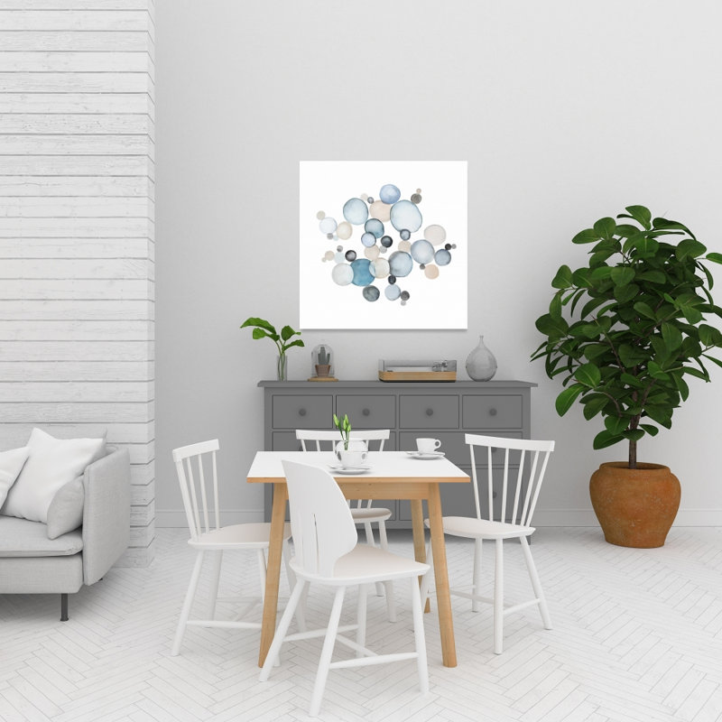 Toile ronde bleue abstraite minimaliste, décoration sur toile