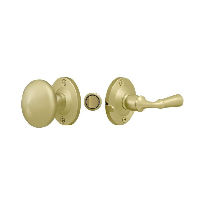 Loquet pour porte de tempête Deltana SDL980U3, rond, serrure tubulaire en laiton poli, Laiton poli