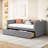 Velvet Twin Daybed With Ergonomic And 2 Space Drawers In Back Design For Storage-1125706382