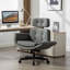 Chaise de bureau Criss Cross avec accoudoirs et roues et appui-tête réglables, chaise de bureau de coiffeuse en polyuréthane avec siège large pour les jambes croisées, chaises de bureau pivotantes pour la maison, le maquillage, les jeux, le bureau, gris-464105925