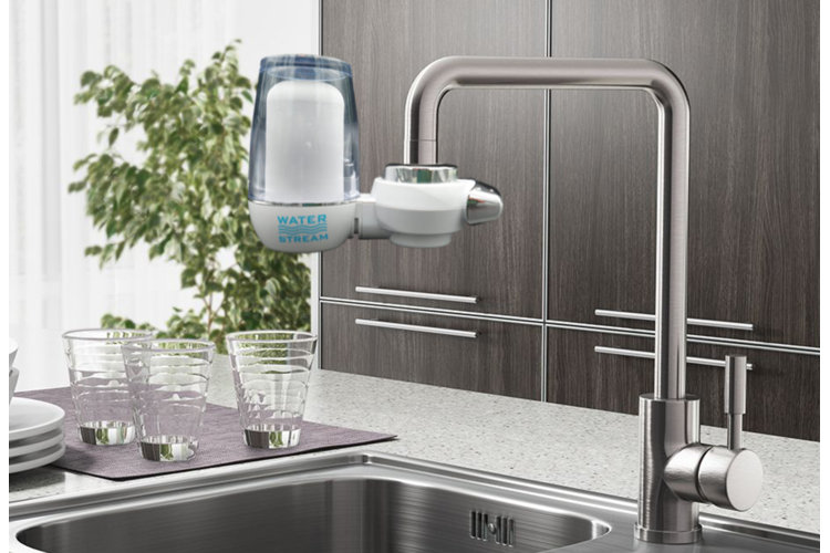 sink with a faucet water filter
