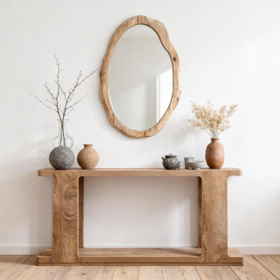63" Modern Entryway Console Table With Curved Edge & Distinctive Style