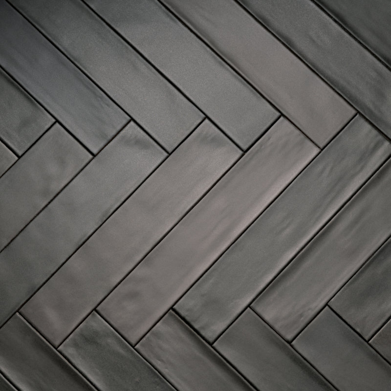 Celine 2.5" x 12" Porcelain Mosaic Wall & Floor Tile, Black