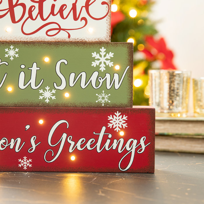 The Holiday Aisle® Christmas LED Lighted Block Word Sign & Reviews ...