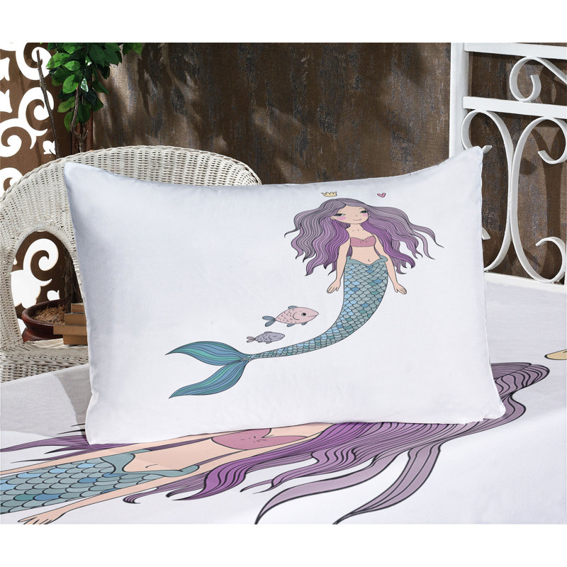 Ensemble de drap-housse et oreiller décoratif Ambesonne, bleu violet et beige