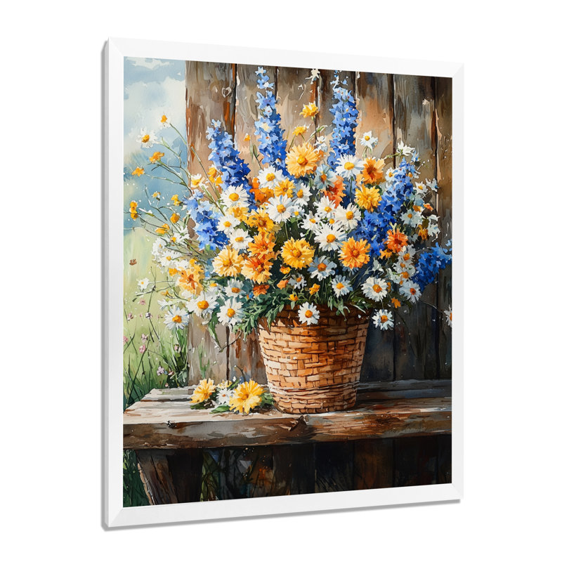 Wilkinson - reproduction d'art sur toile florale, H 44 po x l 34 po, Reproduction encadrée d'une seule photo, Blanc