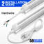 Luminaire à DEL Barrina 2ft, 20w 3000lm 6500k, luminaire à DEL T8, couvercle transparent, plafonnier et lampes tubulaires raccordables utilitaires pour la pièce, le garage, l'établi, l'entrepôt, 2 paquets