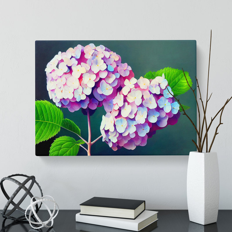 Glowing Hydrangea Flowers - Wrapped Canvas, 50cm H x 76cm W x 3cm D