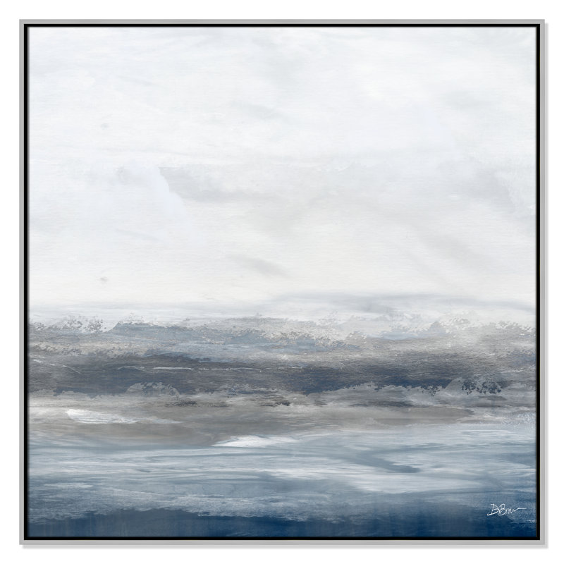 Océan - version carrée par Denise Brown, Pas de tapis, Encadrement argenté, H 41,5 po x l 41,5 po x P 2 po