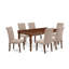 5 Piece Kitchen Table Set Includes a Rectangle Dining Room Table with Butterfly Leaf and 4 Light Tan Linen Fabric Parsons Chairs, Mahogany-1725481333-1657913322