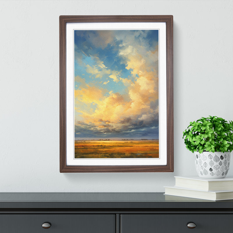 Single Picture Frame Print on Wood, Walnut Framed, 46cm H x 34cm W