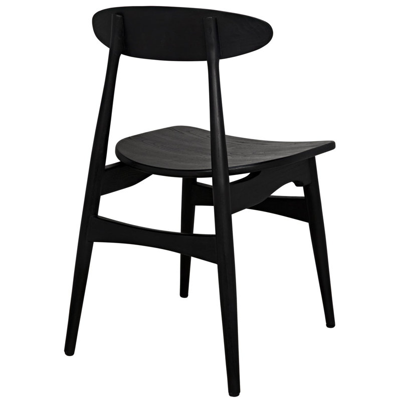 Surf Solid Wood Dining Chair, Charcoal Black