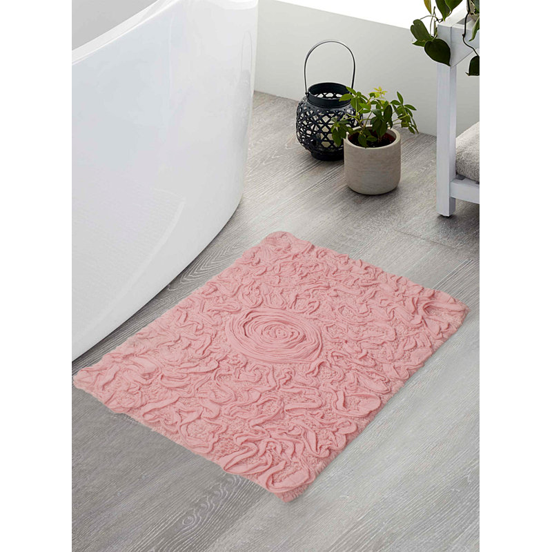 Tapis pour salle de bain en coton Skammel, Rose