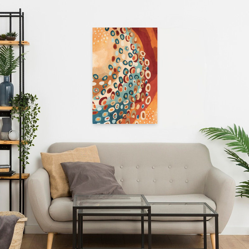 «Abstract Dots-Rust II», art mural contemporain moderne abstrait, 24" H x 16" W