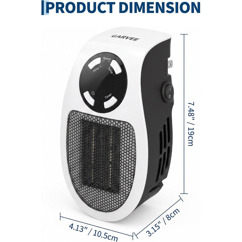 Chauffage d'appoint portatif en céramique de 450 W avec affichage DEL