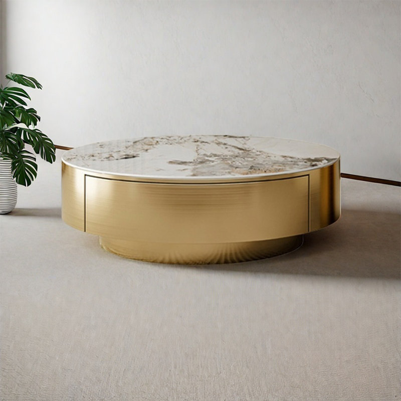 Table ronde légère et luxueuse, H 13,8 po x L 35,4 po x l 35,4 po