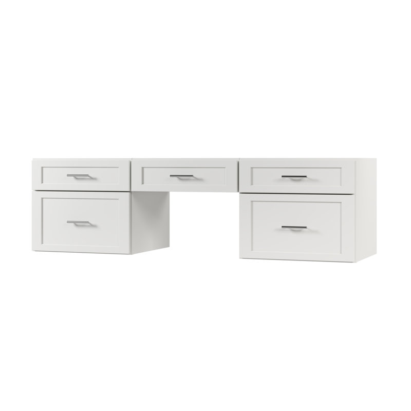 Meuble-lavabo double mural flottant avec bureau 72 po Disar, Blanc