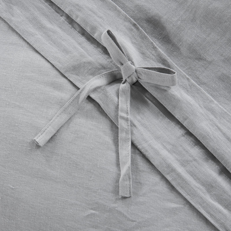 Stone Washed Pure Linen Duvet Cover Set, Gray, Queen Duvet Cover + 2 Shams