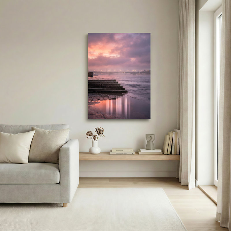 Ensemble de 1 toile murale « Reflets du coucher de soleil », H 36 po x l 24 po, Toile tendue