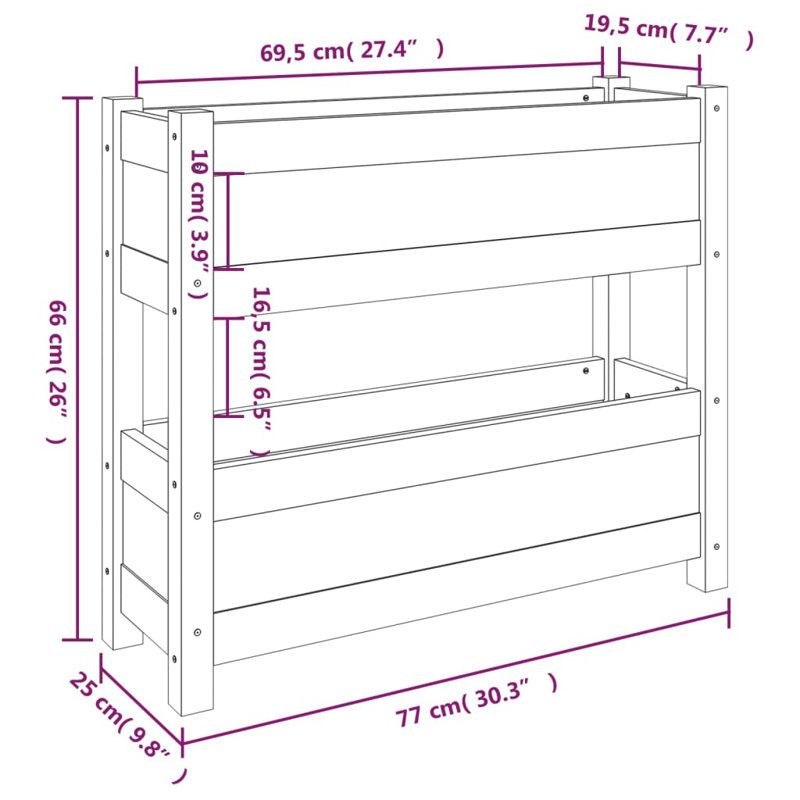Angustias Self-Watering Wood Raised Garden Bed, White, 66cm H x 77cm W x 25cm D