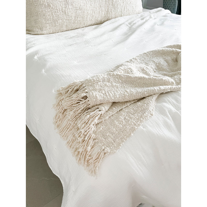 Cozy Hand Woven Throw Blanket, White